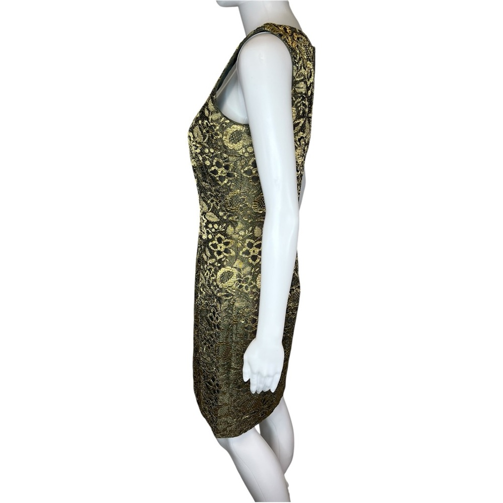 Escada Margaretha Ley Metallic Gold Lace Sheath‎ Dress 36 - Picture 4 of 9